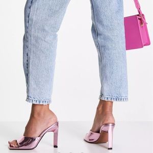 ASOS Pink Metallic Mules